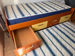 Cama nido doble de madera+ 4 cajones+ 2 colchones