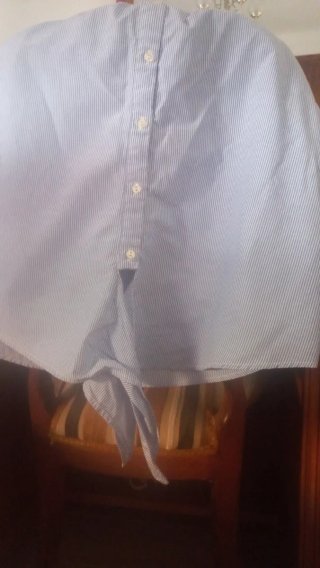 Camisa Off Shoulder Rayas Azul y Blanco