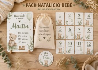 Pack Natalicio bebé de madera