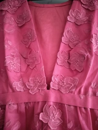Vestido de fiesta, Vintage, fucsia, talla 36/38,