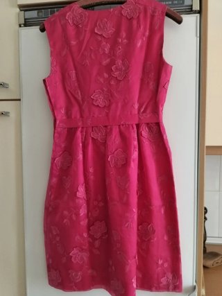 Vestido de fiesta, Vintage, fucsia, talla 36/38,