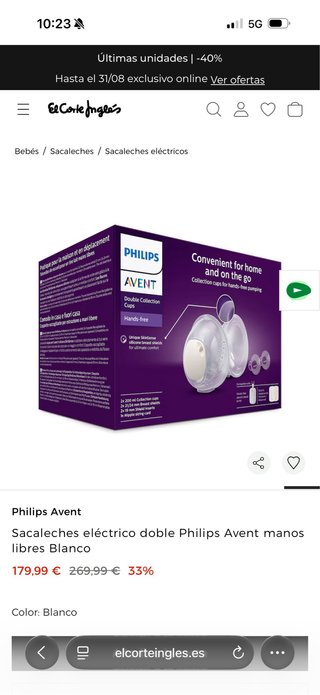 Sacaleches Eléctrico Doble Philips Avent