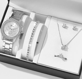 Set Gioielleria Donna: Orologio, Collana, Orecchini, Anello