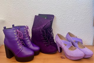 Pack x3 botines/botas/tacones lila/morado