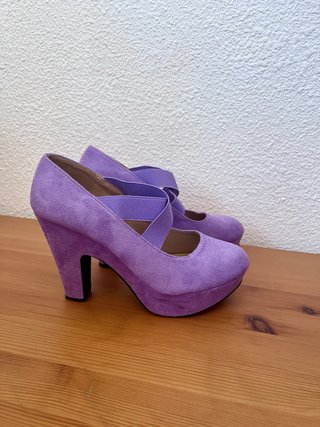 Pack x3 botines/botas/tacones lila/morado
