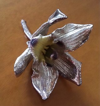 Soprammobile Orchidea Metallo Oro Argento