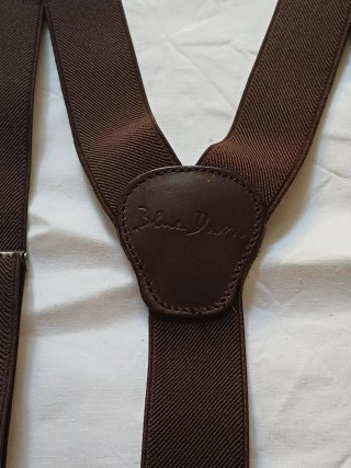 Bretelle marroni Vintage firmate Blue Down. Nuove