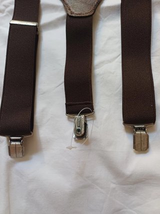 Bretelle marroni Vintage firmate Blue Down. Nuove