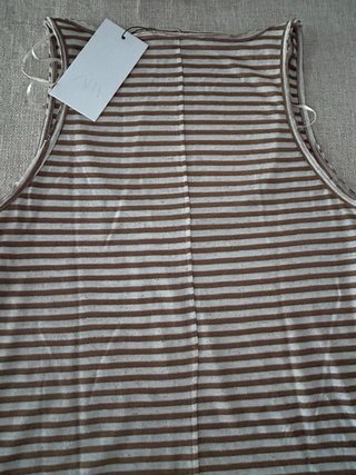 Camiseta Zara Rayas Marrón y Blanca
