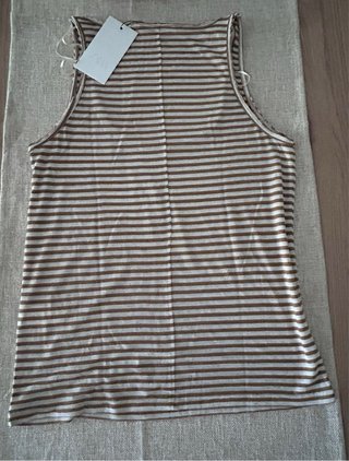 Camiseta Zara Rayas Marrón y Blanca