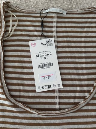 Camiseta Zara Rayas Marrón y Blanca