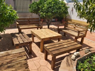 Conjunto Terraza Madera Reciclada