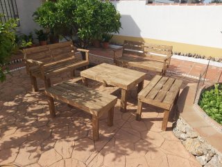 Conjunto Terraza Madera Reciclada