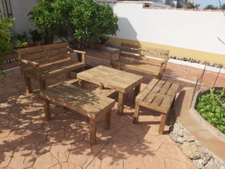 Conjunto Terraza Madera Reciclada