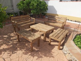 Conjunto Terraza Madera Reciclada