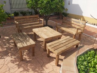 Conjunto Terraza Madera Reciclada