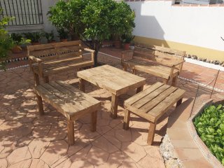 Conjunto Terraza Madera Reciclada