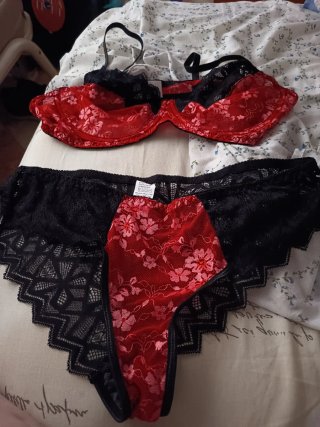 Conjunto Lencería Rojo y Negro Talla Única