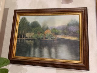 Cuadro paisaje lago y árboles