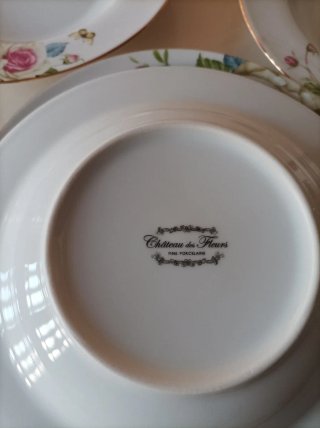 Juego 4 Platos Hondos Porcelana Fina Flores