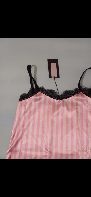 Camicia da notte Exes rosa a righe con pizzo