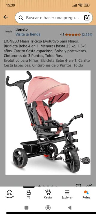 Triciclo evolutivo rosa LIONELO Haari