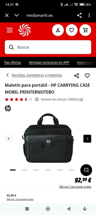 Maletín Portátil HP para ordenador portátil Nuevo