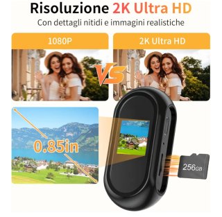 Action Cam 2K WiFi, Mini Bodycam Magnetica