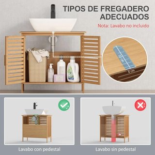 Mueble Armario para Debajo del Lavabo de Bambú