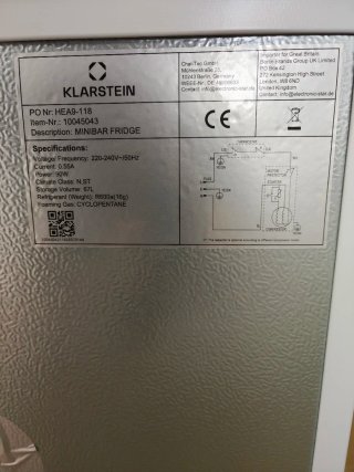 Frigorífico Klarstein 67L