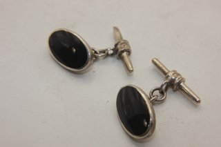 Esclusivi gemelli Vintage argento onice