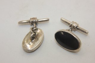 Esclusivi gemelli Vintage argento onice