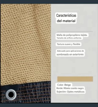 Toldo Vela Rectangular 3X5 Metros