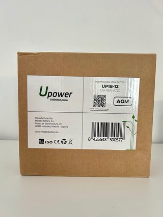 Batería Plomo AGM Upower 12V 18Ah