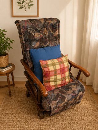 Sillón mecedora de madera, estilo rústico