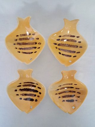 4 CUENCOS CERAMICA VINTAGE CON FORMA DE PEZ
