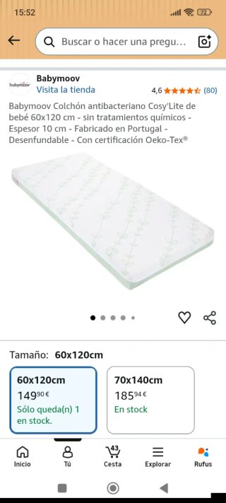 Colchón cuna, utilizado solo de "adorno"