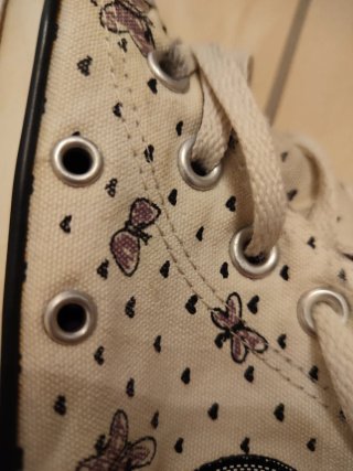 Converse All Star Bianche con Farfalle Viola