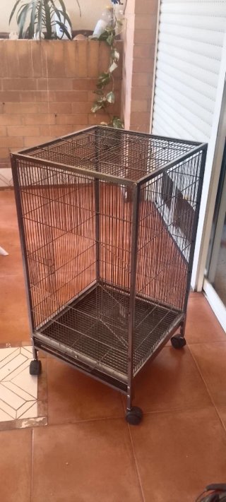 Jaula grande para aves con ruedas y accesorios