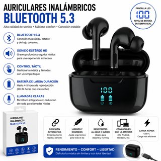 Auriculares Bluetooth 5.3 Inalámbricos Micrófono