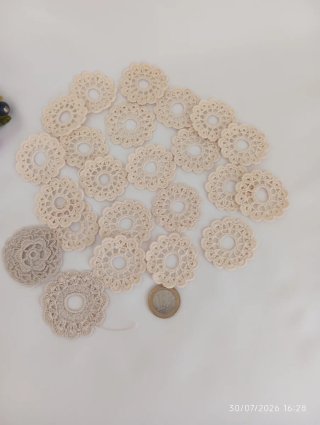 23 Pizzi Vintage Uncinetto Cotone Beige
