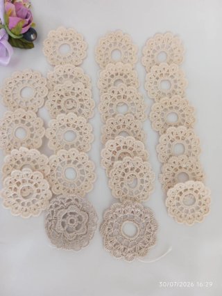 23 Pizzi Vintage Uncinetto Cotone Beige
