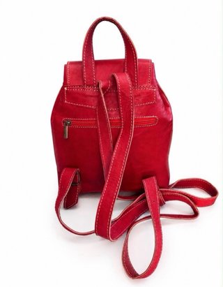 Mochila de cuero unisex roja