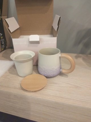 Taza cerámica zens beige y lila