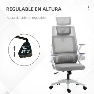 Silla Oficina Malla Giratoria Reposacabezas Gris