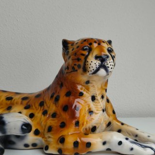 Escultura Leopardo Mid Century Vintage Cerámica