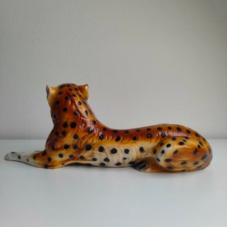 Escultura Leopardo Mid Century Vintage Cerámica