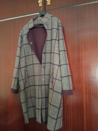 Chaquetón cuadros marrón y morado