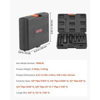 Extractor de tubos, 9 piezas de acero pesado extra