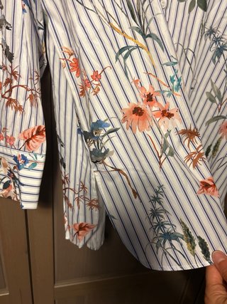 Camisa Zara Estampada Rayas Flores
